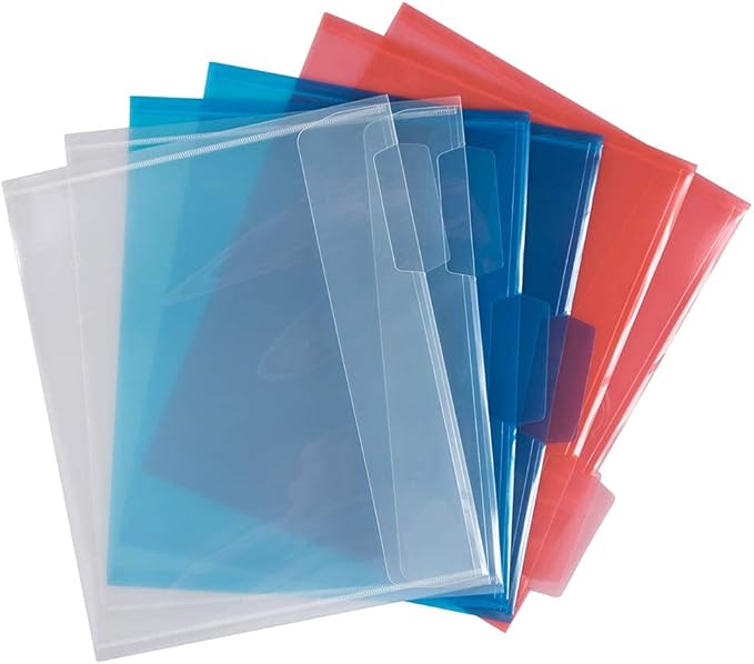 JAM PAPER Plastic File Folders - Letter Size - 9 x 11 1/2 - Assorted Colors - 6/Pack