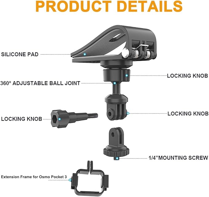 Pocket 3 Car Mount, 360° Adjustable Car Sun Visor Mount Compatible with Insta360 X5 X4 X3, GoPro Hero 13 12 11 10 9 8 7 6 5 Black, DJI Osmo Pocket 3 Action 5 pro/4/3, AKASO and More Action Cameras