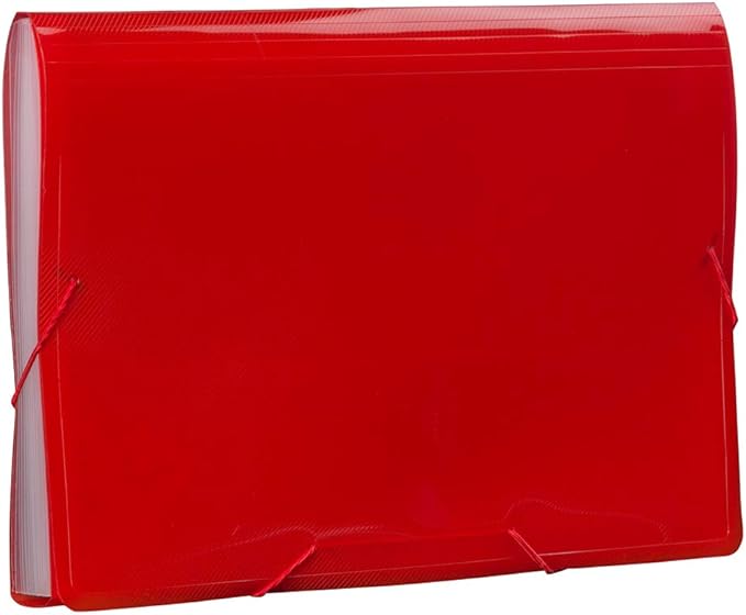JAM Paper Accordion Folders - 13 Pocket Plastic Expanding File - Legal Size - 10 x 15 - Red - Sold Individually