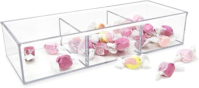 Isaac Jacobs Large 3-Compartment Acrylic Stackable Organizer (12.9" L x 5" W x 2.7" H), Multi-Sectional Tray & Storage Soluti
