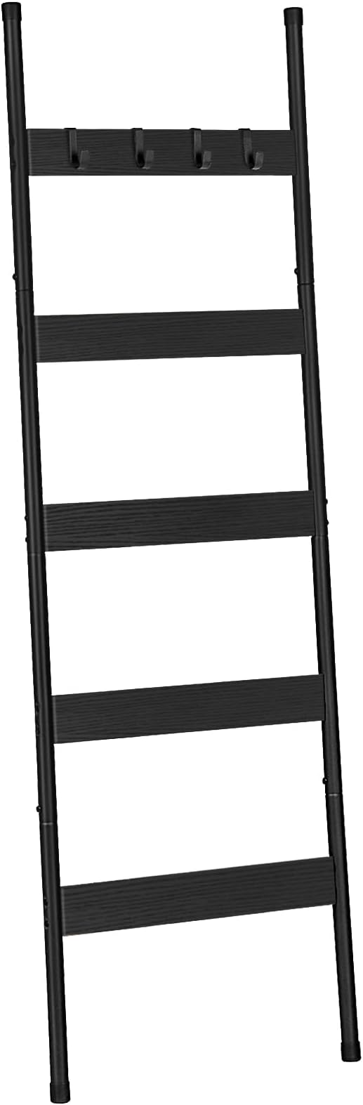 HOOBRO Blanket Ladder, 5-Tier Towel Rack with Hooks, Wall-Leaning Blanket Rack, Decorative Display Ladder Shelf, Scarves, Ind