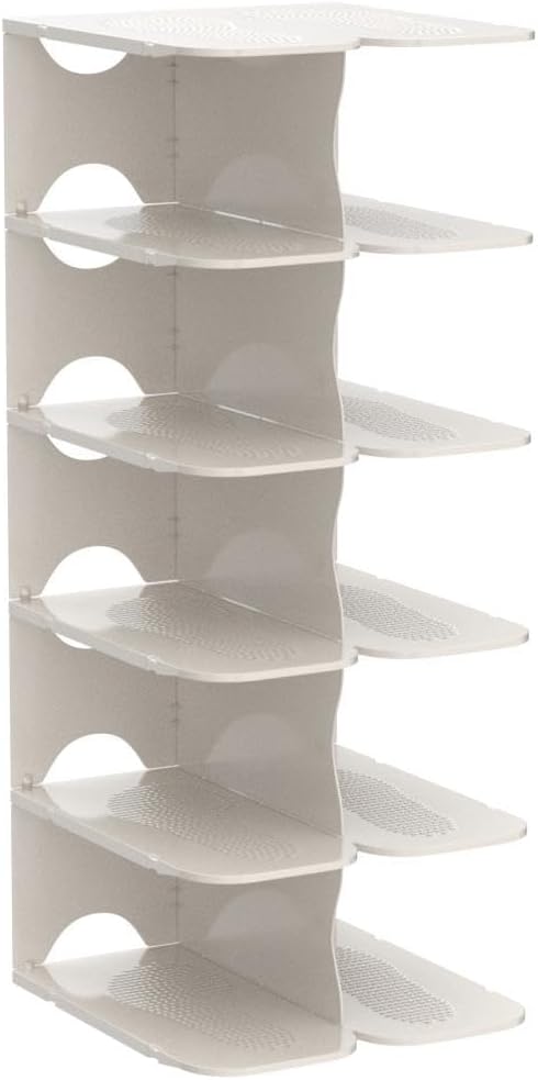 6-Tier Narrow Shoe Rack for Small Entryways, Space-Saving Adjustable Stackable Shelves, Free Standing Shoe Organizer for Clos