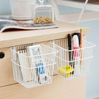 MAGICLULU Punch-Free Hanging Storage Basket 2-Pack Stainless Steel Wire Organizer with Drainage for Kitchen and Bathroom Spac