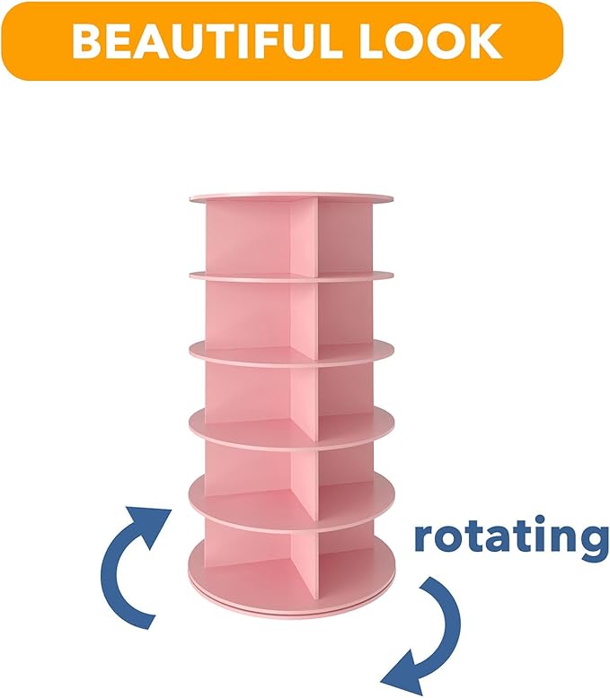 SpaceAid 5 Tier Rotating Shoe Rack Tower, Spinning Shoe Display Lazy Susan, Revolving 360 Shoe Rack Storage Round Carousel, V