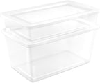 Sterilite 6 Pack Storage Box, 41 Quart Stackable Tote, Clear Plastic Container with Secure Snapping Lids for Home and Office 