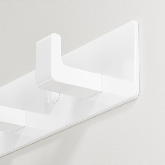 GWAAZXGZ White Coat Rack Wall Mount - 12.5 inch Modern Metal Hook Rail with 4 Right-Angle Hooks, Drill-Mounted Organizer for 