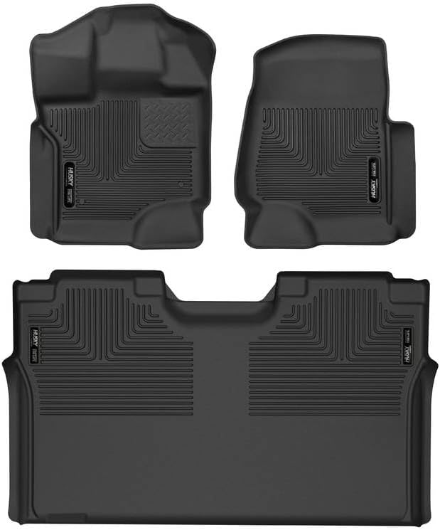 Husky Liners X-act Contour Floor Mats | Fits 2015-2026 Ford F-150, 22-25 Lightning, SuperCrew (Crew Cab) w/Out Fold Flat Storage | Front & 2nd Row, 3-pc Black - 53498