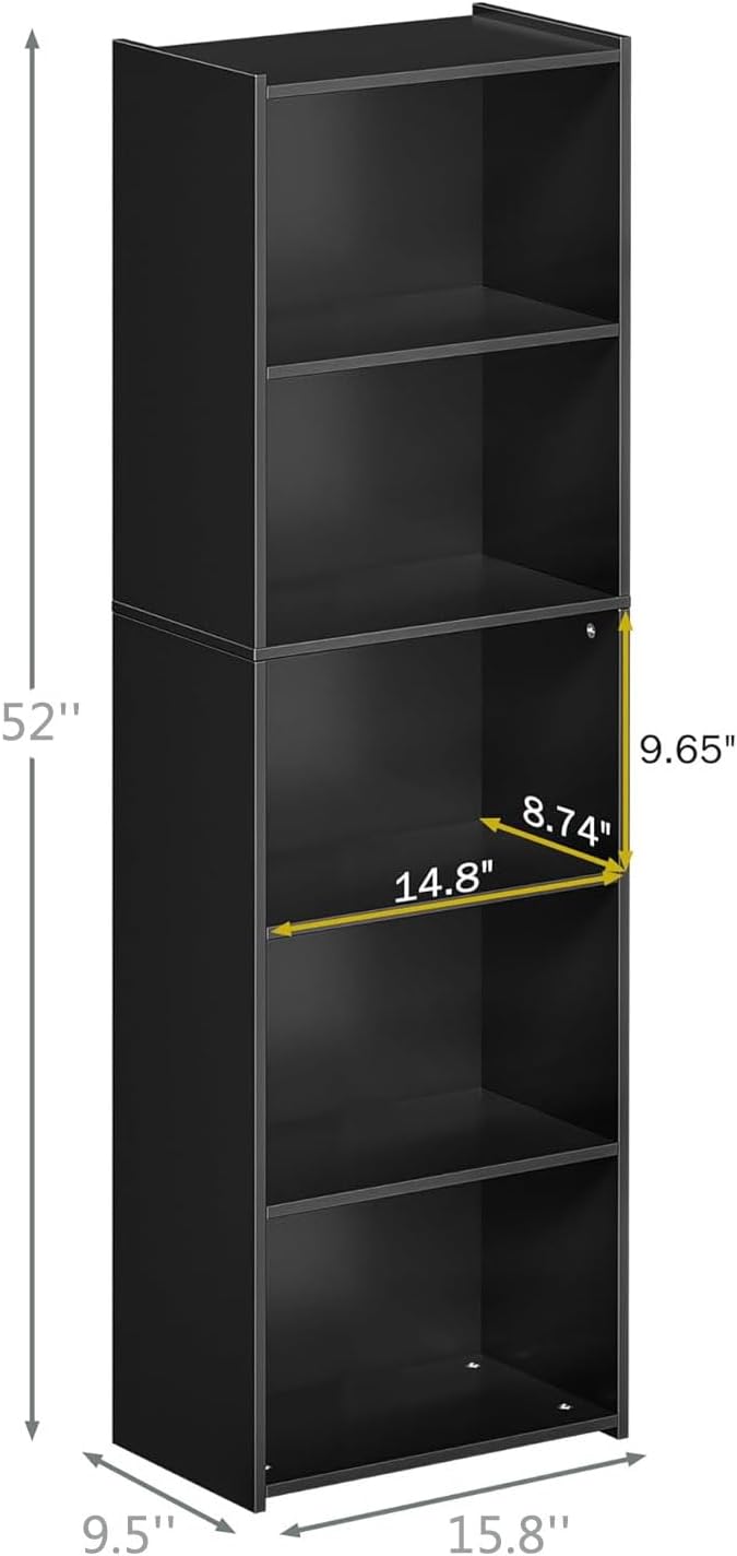 SUPER DEAL 5-Tier Bookcase and Bookshelf, Open Storage Shelves Narrow Tall Freestanding Cube Display Shelf for Bedroom Home O