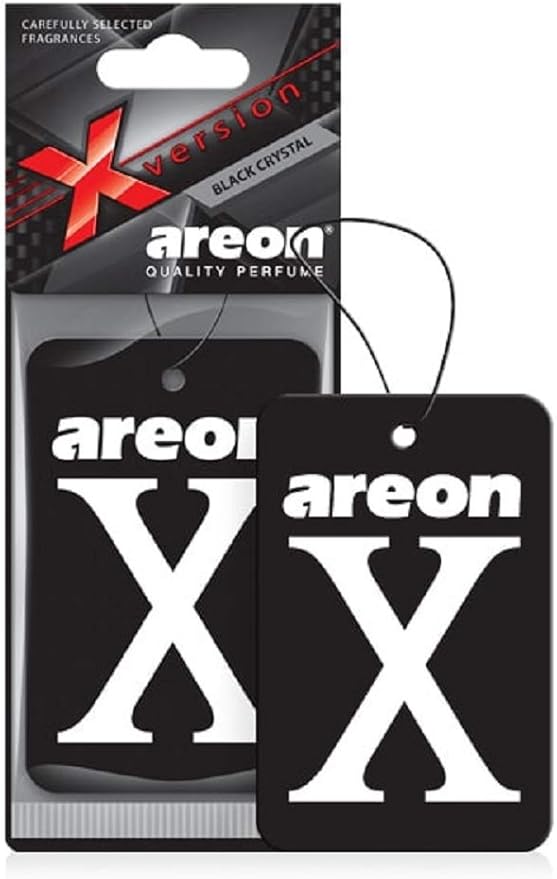 AREON X XV02 Hanging Best Car Air Freshener Black Crystal Scent, Paper Hanging Ornaments, Long Lasting Scent for Car or Home 