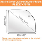 Senzeal Passenger Side Heated Upper Mirror Glass Replacement for Ford F150 2015-2020 Ford F250 F350 F450 F550 2017-2022 Tow Mirror FL3Z17K707G (Right Side)