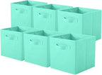 ShellKingdom Storage Bins, Foldable Fabric Storage Cubes and Cloth Organizer Drawer for Closet and Toys, 6 Pack (Mint Green)