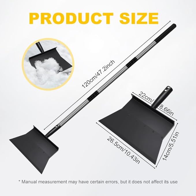 Snow Shovel for Driveway Ice Scraper, Heavy Duty Ice Chopper 53" Multifunctional Cleaning Shovel Ice Removal Tool, Wider Garden Flat Floor Scraper for Sidewalk Lawn Garden Farm Yard (2)