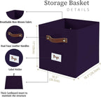 DECOMOMO Storage Bins, Cube Storage Bin with Labels, Fabric Storage Cubes for Shelves (10.5" x 11" / 6pcs, Deep Violet)