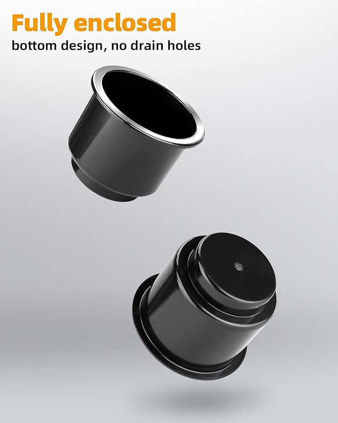 JoyTutus Cup Holder Insert 2pcs for RV Boat Car Couch Golf Cart, Elegant Chrome, Large Plastic Universal Drop in Cup Holder f