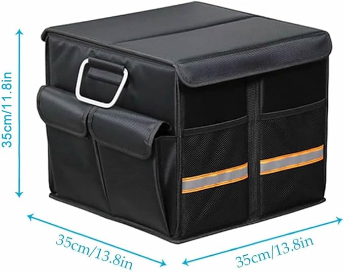 Tianle Car Trunk Organizer - Collapsible Trunk Organizer with Foldable Cover Aluminium Alloy Handle Reflective Strip for