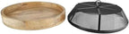Gourmet Basics by Mikasa Mango Wood Lazy Susan with Iron Mesh Food Dome Cover, 14.5 Inch