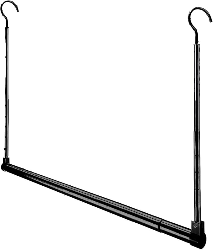 Adjustable Hanging Closet Rod, Extender Hanging Rod, Closet Hanging Organizer, Heavy Duty Closet Bar, Hanging Rod (Black, 1 P