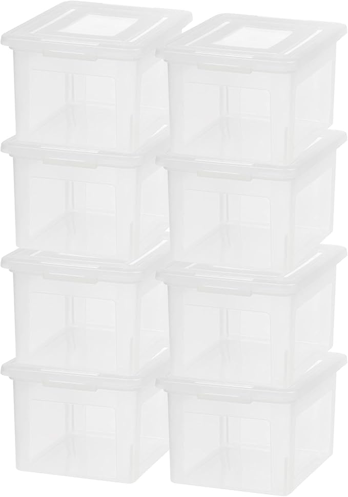 IRIS USA File Box, Plastic File Organizer with Lids for Letter/Legal File, Portable Document Box For Moving, Storage Bin with