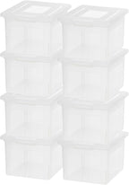 IRIS USA File Box, Plastic File Organizer with Lids for Letter/Legal File, Portable Document Box For Moving, Storage Bin with