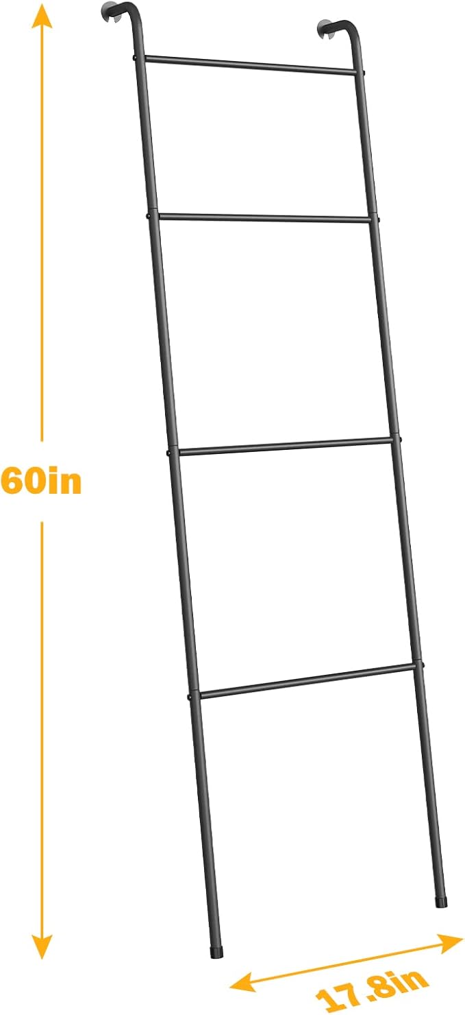 ABQ Blanket Ladder Outdoor Towel Rack for Pool, Decorative Metal Holder for The Living Room Bathroom, Black