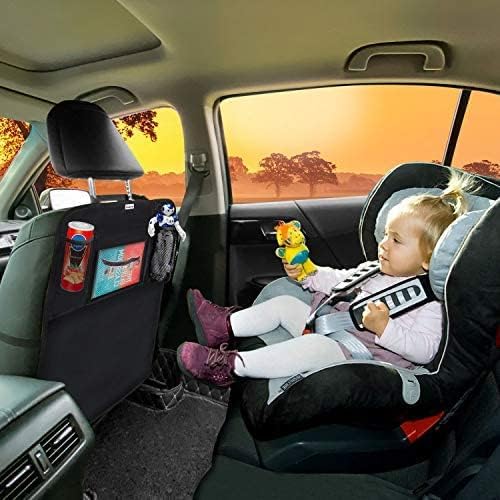 Meolsaek Kick Mats Back Seat Protector, Waterproof Oxford Seat Back Protector, Car Seat Back Protector for Kids, Back of Seat Protector for Kids Feet Car Seat (Black B -1pc)