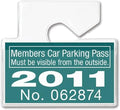 2 Pack - Clear Horizontal Vehicle Parking Permit Pass Hanger Tag Holder - Hangs from Car Rear View Mirror - by Specialist ID