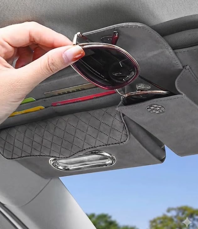 Multifunctional Car Visor Organizer (Suede leather - Gray)