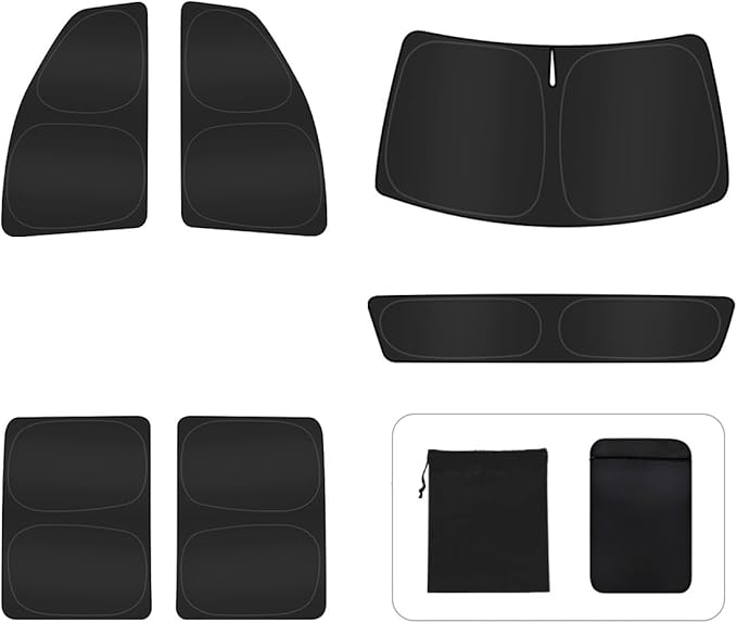 6PCS Window Shades for Chevy Silverado 2500 3500 2020-Present Accessories – Full Coverage Sun Shade for Side Windows, Rear Triangular & Windshield – UV Protection & Privacy for Camping