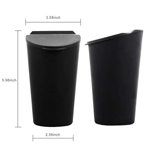 ThinSGO Silicone Trash Can with Lid - Car Cup Holder Trash Bin for Auto, Home, Office (Black)