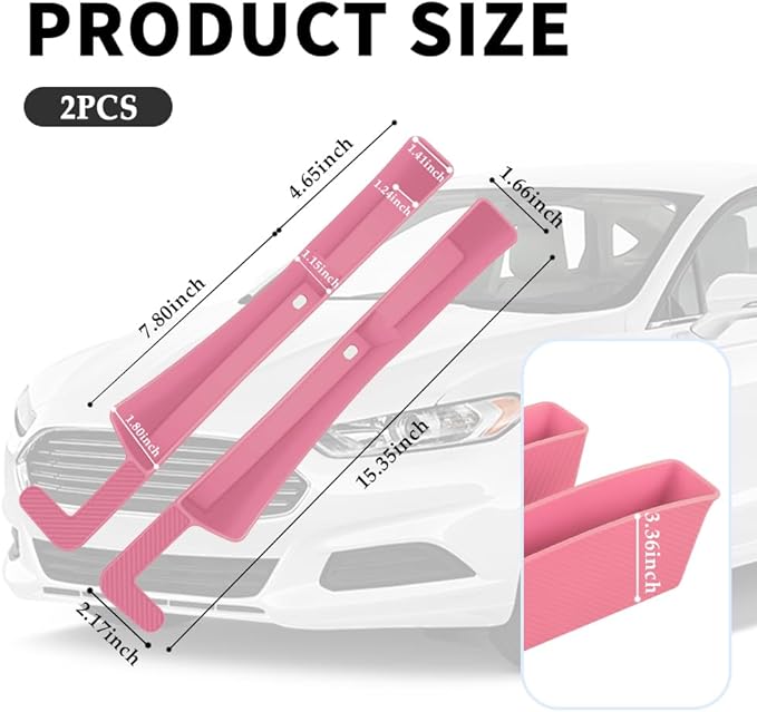 2PCS New Car Seat Gap Filler with 2 Storage Areas,Stylish Car Seat Gap Storage for Stabilizing Phone,Keys Wallet,Universal Car Seat Gap Filler Organizer (Carbon Pink)
