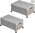Under Bed Storage with Wheels,Under Bed Drawers Heavy Duty, 2 Packs, Wooden Under Bed Storage Containers Organizer, Metal Fra