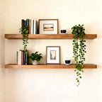 ROGMARS 36 Inches Long Walnut Floating Shelves,Rustic Solid Wood Farmhouse Wall Shelves with Invisible Brackets for Bathroom,