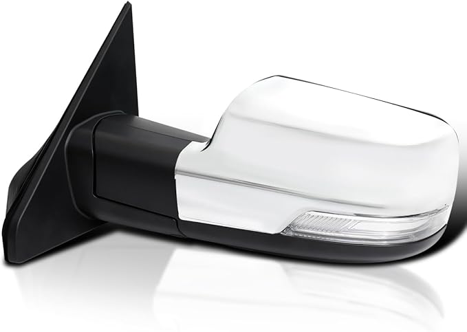 Spec-D Tuning Chrome Power Fold Heated + Puddle + Blind Spot Monitor Left Driver Side Mirror Compatible with 2019-2024 Ram 1500, Left + Right Pair