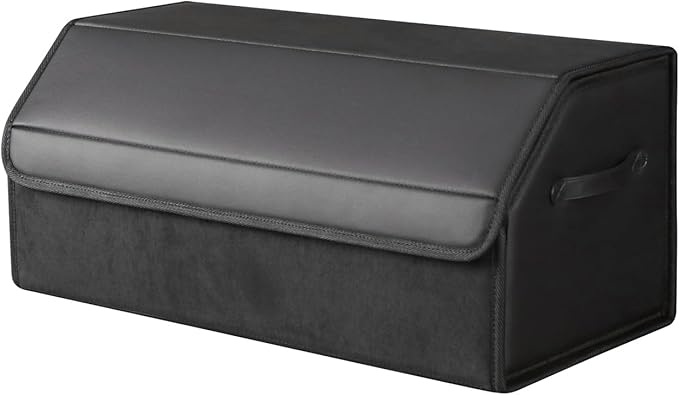 car organizers and storage for SUV,trunk organizer for sedan, leather foldable sleek box with lid,collapsible cargo bins, tool