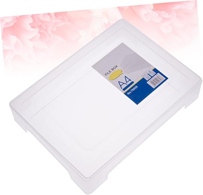 Transparent A4 File Box Plastic Document Organizer Lightweight Storage Folder for Office Home Paper Filing 12.59X9.25X2.51 In