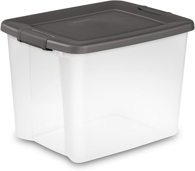 Sterilite 6-Pack ShelfTote, Clear Plastic Storage Bins with Lids, 50 Quart, Gray - Stackable Organizing Container Boxes for C