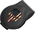 Sunglasses Holder for Car, Leather Glasses Frame, Eyeglass Hanger Card Clip for Car Sun Visor,Sunglasses Holder for Universal Car Visor(American Flag Skull A)