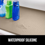GORILLA GRIP Waterproof Silicone Under Sink Mat with Raised Lip for Kitchen and Bathroom, 34 x 22 in, Cabinet Shelf Liner Sta