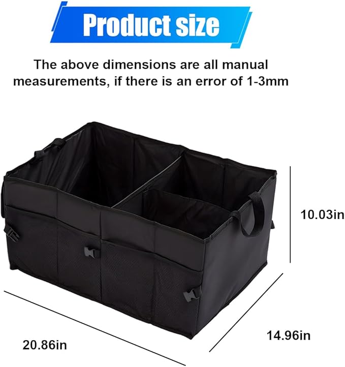 Car Trunk Organizer, Waterproof 600D Oxford Cloth Backseat Car Organizer, Large-capacity Collapsible Multi Compartment
