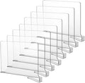 LikeU 8 PCS Acrylic Shelf Dividers for Closets,Wood Shelf Dividers,Clear Shelf Separators,Perfect for Clothes Organizer and B
