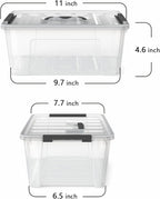 WYT Clear Storage Latch Bins, 6-Pack Storage Organizer Box with Handle and Lids, 5-Litre