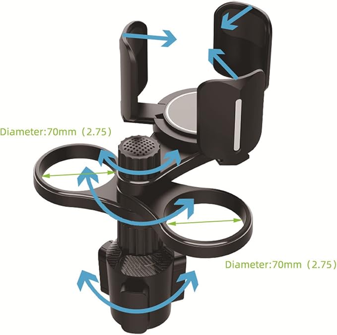 3 in 1 Car Cup Holder Expander with Adjustable Base, All Purpose Car Cup Holder and Organizer, Road Trip Essentials Car Accessories for Snack Bottles Cups Drinks (B03)
