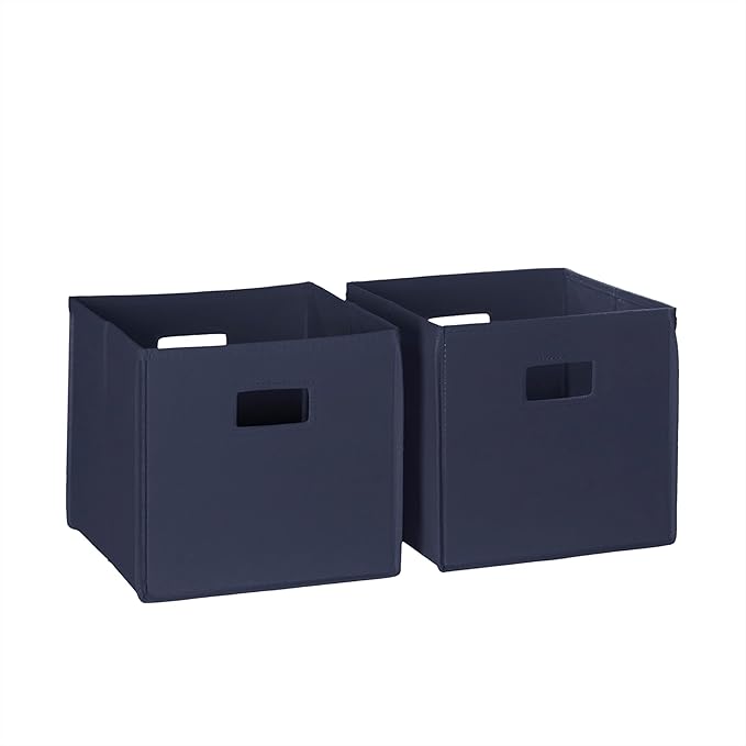 RiverRidge Folding Storage Bins with Handles Navy Cube Storage Organizer for Closet, Bedroom & Playroom - Closet Organizers S