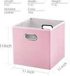 PRANDOM Leather Foldable Cube Storage Bins 11x11 inch [4-Pack] Fabric Storage Baskets Cubes Drawer with Cotton Handles Organi