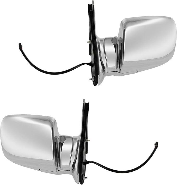 TRQ 2 Piece Driver and Passenger Side Mirror Assembly Set Electric Adjustment Non-Heated No Memory Chrome Compatible with 198