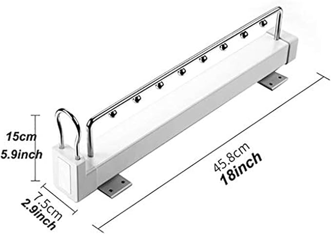 Heavy Duty Pull Out Closet Clothes Rod - Coat Hanger With Ball Sliding Rail, Adjustable Extendable Clothes Rail, Extendable W