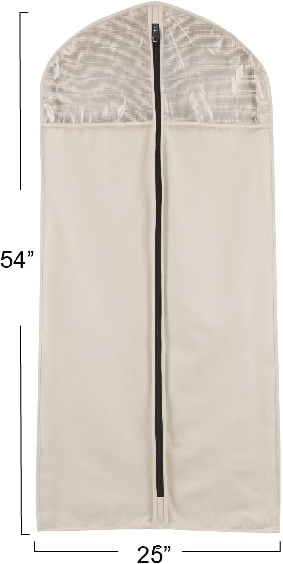 Household Essentials 3392-1 Cedarline Collection Hanging Garment Bag | Dress and Suit Protector | Natural Cotton Canvas,Off-W