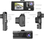 1080P 3Channel Dash Camera for Car Front and Rear Inside Dashcam Car Video Recorder,170°Wide Angle Vehicle Cam,WDR,G-Sensor,2