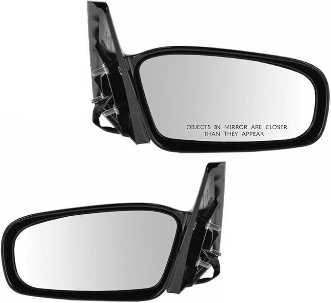 TRQ 2 Piece Driver and Passenger Side Mirror Assembly Set Electric Adjustment Non-Heated No Memory Black Compatible with 2001