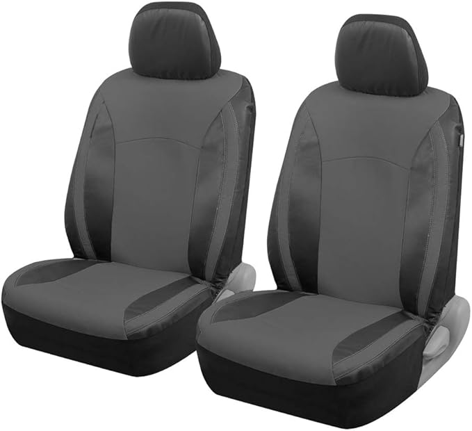 Motor Trend Gray Faux Leather Car Seat Covers for Front Seats – Automotive Bucket PU Leather Seat Covers for SUV Made for Veh